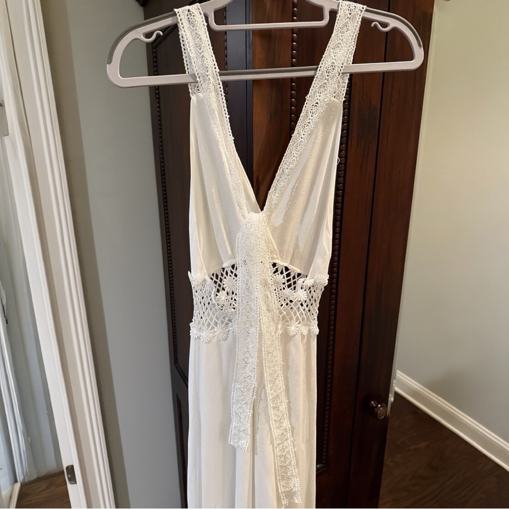 Honey Punch Lace Insert Maxi Dress – Ivory, Size - Medium - Picture 4 of 5